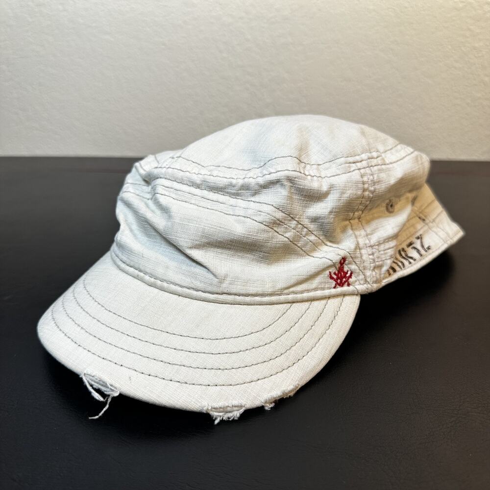 A. KURTZ Hat Army Cap Fitted One Size Mens Beige Stretch Twill Military Casual